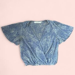 ASTR Blue and White Patterned Blouse